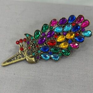 Beautiful Jeweled Peacock Hair Clip